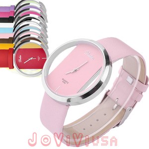Fashion Simply Style Transparent Perspective Dial Quartz Womens Wrist Watch