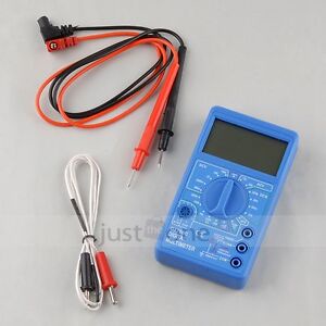 LCD Screen Digital Voltmeter Ammeter Ohm Multimeter+ Temperature probe + Battery