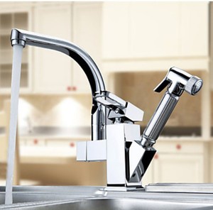 Luxury Pull Out Swivel Spout Chrome Brass Kitchen Vessel Sink Faucet Mixer Tap