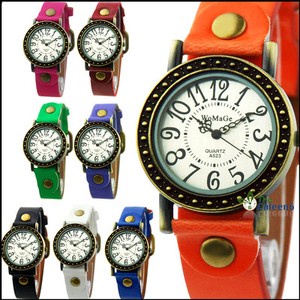 NEW Womens Colorful Dial Fashion Leather Band Classic Vintage Quartz Wrist Watch