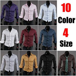 New Mens Luxury Stylish Casual Dress Slim Fit Shirts 10 Color 4 Size
