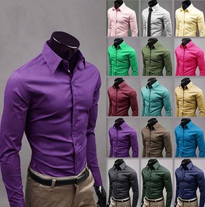 New Mens Luxury Stylish Casual Dress Slim Fit Shirts 17Colours 5Size M-XXXL