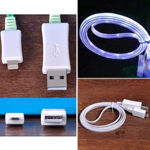New White Cool Visible LED Light USB Cable Sync Charging Data for iPhone 5G 5S