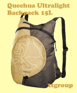 Quechua Hiking Camping Waterproof Ultralight Backpack Rucksack 15L, Beige