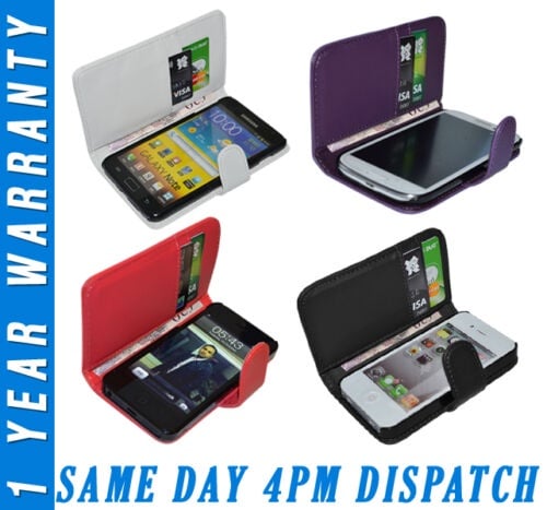 Stylish Leather Wallet Flip Case Cover And LCD Screen Protector For Mobile Phone