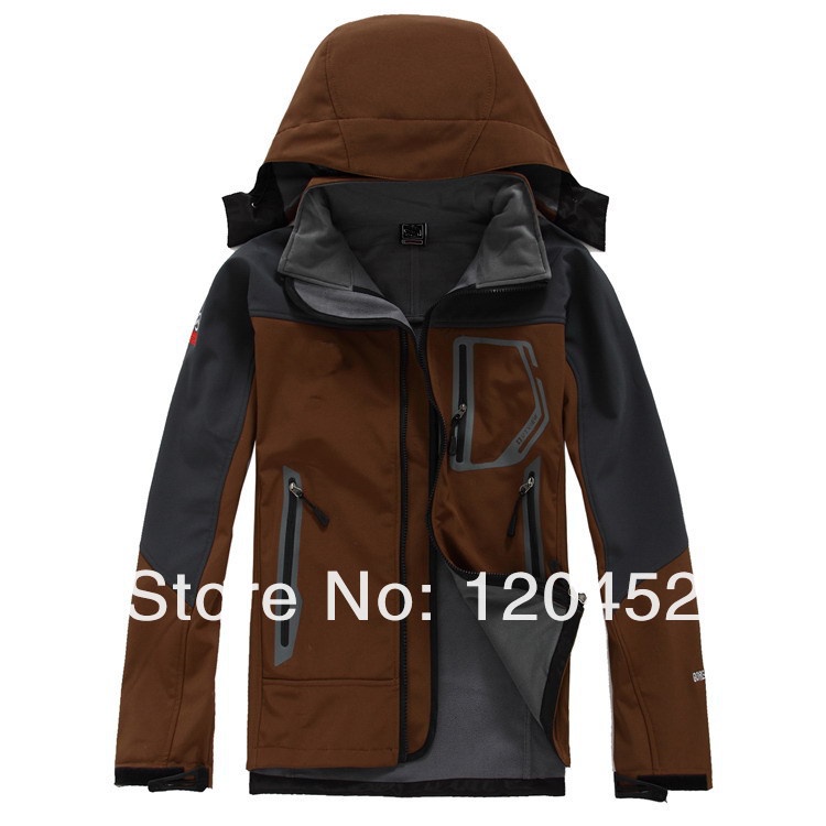 Wholesale Product Snapshot Product name is New Arrival Men Outdoor Sportswear Softshell Jacket Hoodies Waterproof Windproof Coats 6 colors to choose