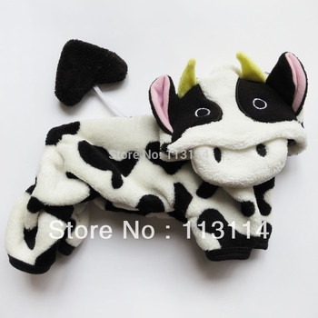 Designer Pet Products COW Dog Costume Fleece Dog Pajamas Jumpsuits Overalls Pet Apparel Dog Clothes XS S M L XL free shipping