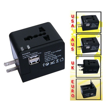 Multi Functional Universal USB Travel/Home/Wall Charger Adapter For Smart phone (EU/USA/UK/AU Plug) with 2 USB port 202