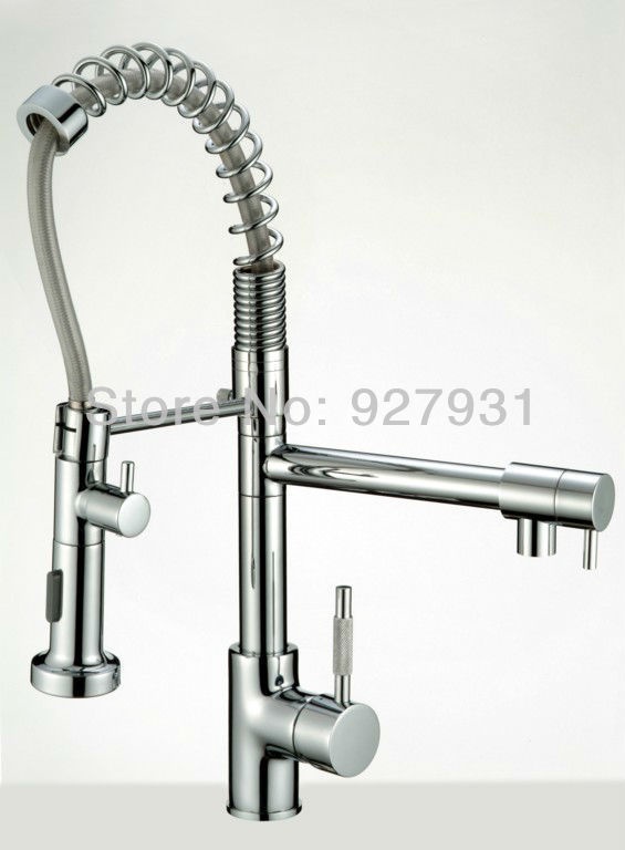 Free Shipping  Pull Out Kitchen Faucet  Swivel  Single Handle Kitchen Sink Mixer Tap