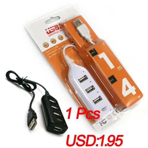 Free shipping 1 Pcs Mini USB 2.0 High Speed 4-Port 4 Port USB HUB Sharing Switch For Laptop PC Notebook Computer, Black/White
