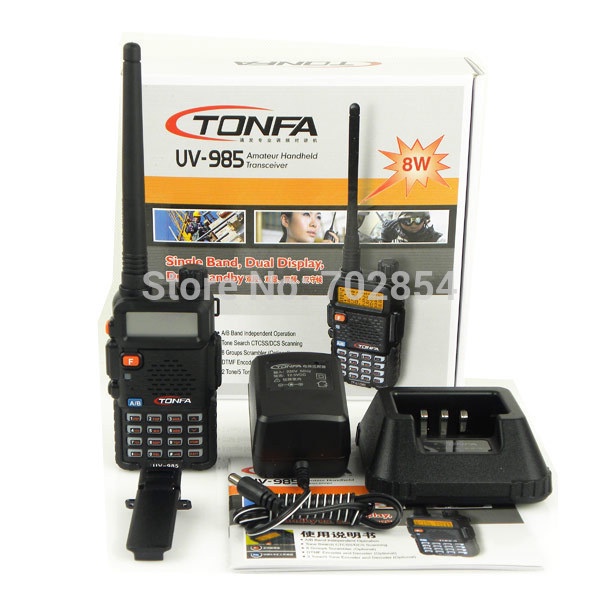 Free shipping 8W Dual Band VHF+UHF 136-174MHz&400;-470MHz Two Way Radio TONFA UV-985 VOX DTMF Walkie Talkie