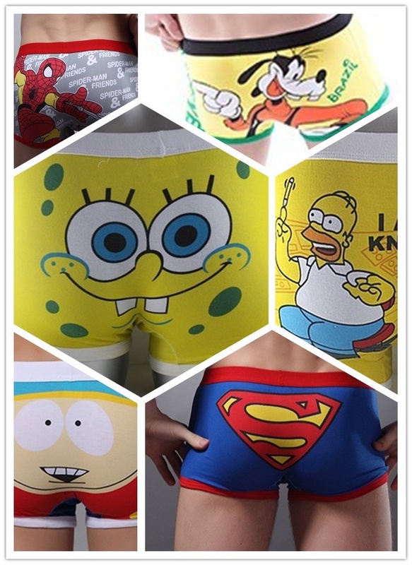 Free shipping 5 pcs/lot New 2014 High quality 100% cotton cartoon men's Boxer / men underwear (Mix 32 Styles) Lovely&Sexy;
