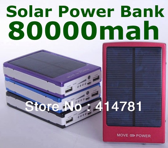 Free shiping Solar Power Bank 80000mAh New Portable Solar Battery Middle East Hot sale Charging Battery for All mobile phones