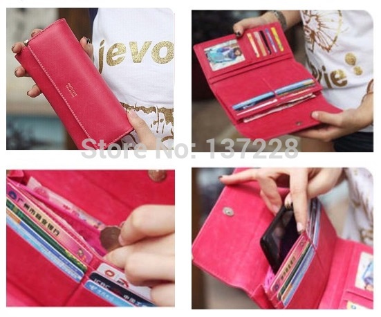 New 2014 women's multifunctional cowhide  PU leather wallets female day clutch coin purse phone bag messenger bags free shipping