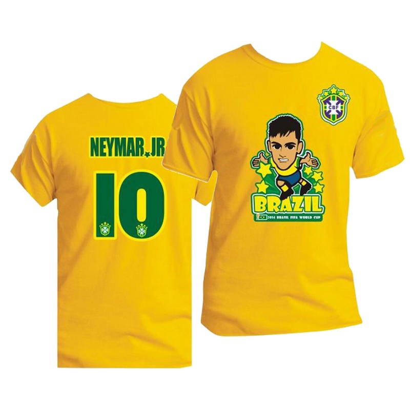 2014 New Brazil World Cup Cartoon Football Superstars Short Sleeve Round Neck Football T-shirt Free Shipping NZ180 2X