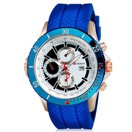 CURREN Men's rubber strap watch Fashionable Analog Watch with Date Display Silicone Strap -5