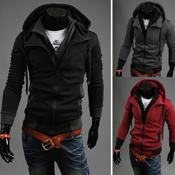 2014 New Fashion Brand Men's Clothing Double Layer Zipper-Up Men's Hoodies Jackets Male,Sports Casual Men's Fleece Hoodies Coats
