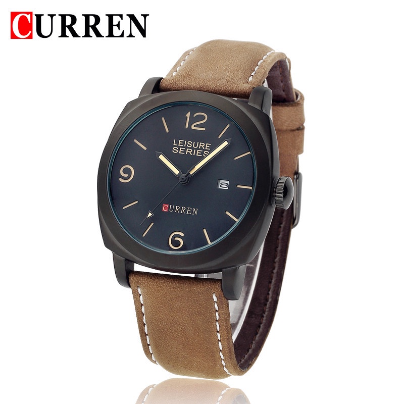 Top Sale! CURREN 8078 Men's Quartz Military Watches,Men's Leather Strap Sports Watches,100 Meter Waterproof,12-month Guarantee