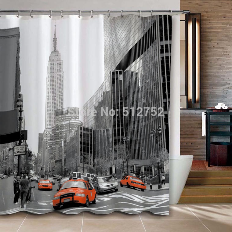 Bathroom products Fabric Shower Curtain 180x200cm bath curtain bathroom curtain shower waterproof w/ shower hooks Newyork street