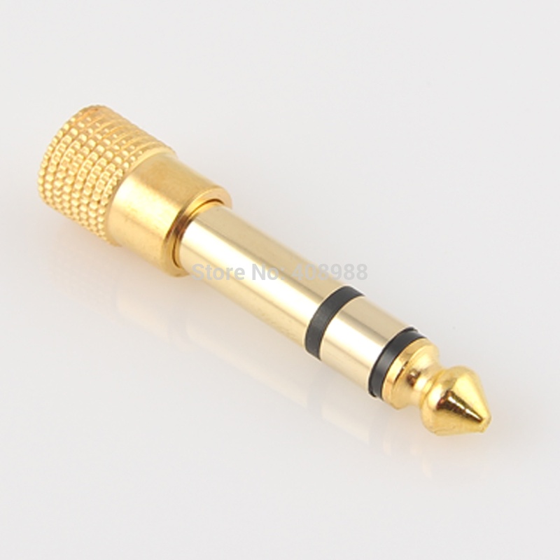 Gold 3.5mm Female to 6.35mm 1/4 Inch Jack Plug Stereo Adapter Headphone Converter