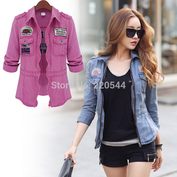 Fashion 2014 spring and autumn three quarter sleeve denim top female outerwear lady's slim short jacket