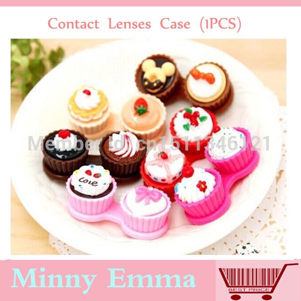 1PCS New Cartoon Cute Cream Cake Travel Glasses Contact Lenses Box Contact lens Case for Eyes Care Kit Holder Container Gift