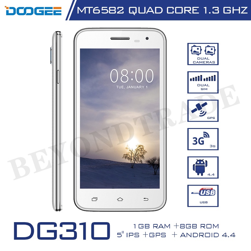 Original Doogee DG310 Android Smartphone MTK6582 1.3GHz Quad Core Cellphones 1G RAM 8G ROM 5''Screen 5.0MP Camera Mobile Phone