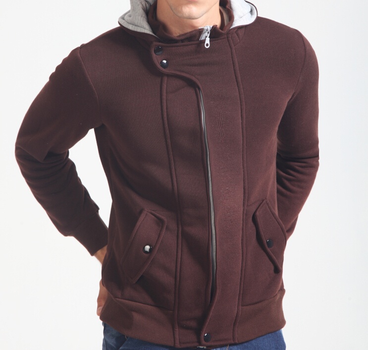 Men's Casual Sweatshirt w/ Hood & Zipper Solid Colors