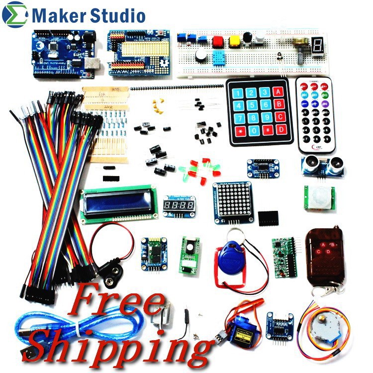 Deluxe Kit for Arduino UNO R3 Starter Kit W/ LED Matrix/Motion Sensor/Breadboard/LCD/Blueooth/RF/Motor/Servo/Keypad/others