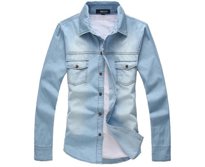 2013 European Style Men's Long Sleeve Slim Jeans Shirt Fashion and Popualr Free Shipping MCL139