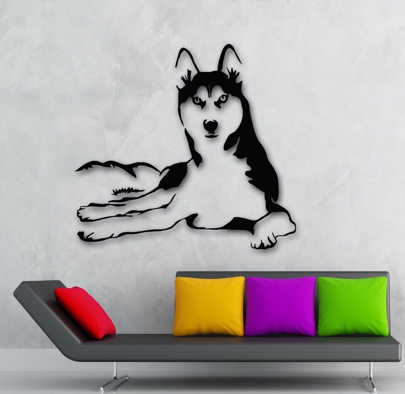 2015 New Arrival Husky Dog Animals Vinyl Decal Pets Hospital Shop Window Decor Glass Sticker Dog Cat Wall Sticker For Room