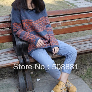 2012 women Fashion style loose fashionable casual o-neck long-sleeve winter sweater female sweaters