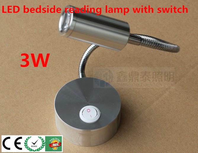 Free shipping 3W LED Wall lamp with switch\mirror painted lamps\bedside reading lights