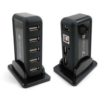 Free Shipping! New  Black 7 Port USB 2.0 High Speed HUB + AC Power Adapter