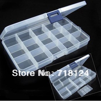 2pcs/lot 15 Grid Removable Plastic Storage Organizer Boxes for Cosmetic Jewelry Pill Box Case 17.8*10.5cm  0163