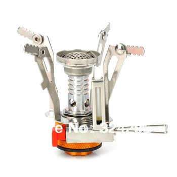 Portable Outdoor Stainless Steel Butane Gas Stove - Golden + Silver