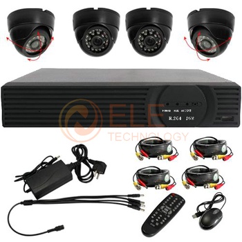Free shipping 4CH H.264 DVR 4pcs Night Vision Dome camera surveillance Security Cctv System,DVR WITH HDMI OUTPUT,CCTV DVR