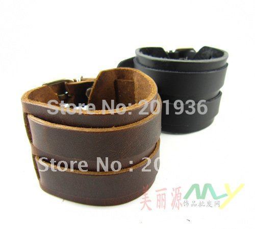 Free shipping New Fashion cow Leather bracelets set,Punk,cowboy, 2Bracelet+set, wholesale & ratail
