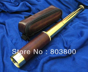 Brass 25X30 Scalable To stretch ZOOM Monocular Pirate Telescopes Binoculars Leather pouch/optics lens/prism