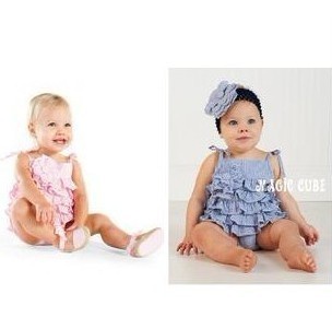 HB51 Free shipping Baby romper/ pink and blue color/ cute layer flower bodysuit, sleeveless sexy baby clothes summer, Honey Baby