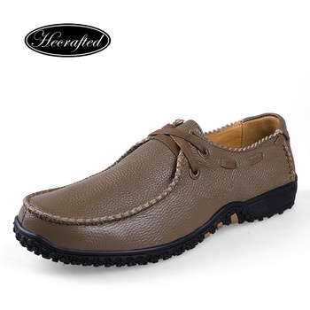 mens casual loafers camel plus size men genuine leather shoes flat brand leather Shoes big size 38-47 free shipping