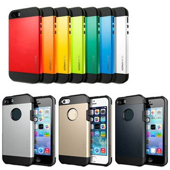 Gold SLIM ARMOR SPIGEN SGP case for iPhone 5 5S 5G Phone Bag hard Back Cover for iPhone5 Luxury TPU Plastic, without Retail Box