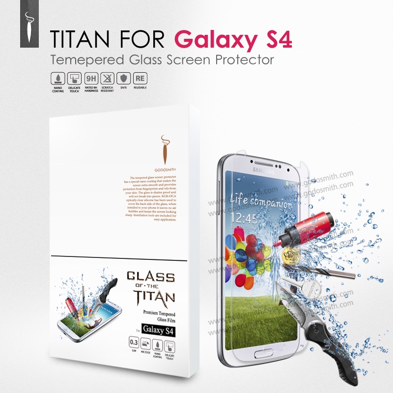 Brand Original Premium Tempered Glass Screen Protector for Samsung Galaxy S4 I9500 Protective Film GODOSMITH TITAN