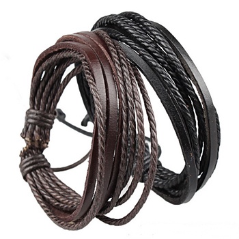 Leather Rope Multilayer Wrap bracelet & bangles  Bracelet  for men and women fashion jewelry bangles  free shipping Pulseira