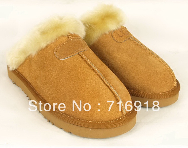 Black grey chestnut chocolate sand pink 5125 Men Women Snow Adult Slippers 100% Genuine Leather High quality LOGO Bag US5-US13