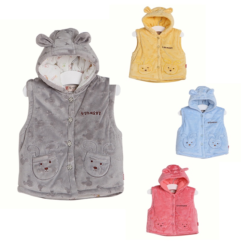 Baby autumn and winter thick cotton vests 2014 new cartoon fashion waistcoat with hood for newborn infants boys and girls coat