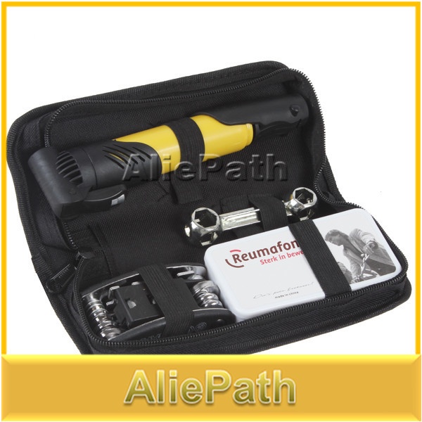 Multifunction Bike Bicycle Tyre Repair Patch Tool Kit Set Bag Cycling Tool Box Case ( mini tire pump Lever Screwdriver Rasp )
