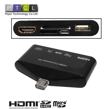 MHL to HDMI HDTV HD TV Adapter USB OTG Card Reader Camera Connection kit for Samsung Galaxy S3 I9300 S4 I9500 Note 2