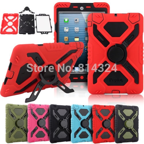 Pepkoo Spider Extreme Military Heavy Duty Waterproof Dust/Shock Proof with stand Hang cover Case  For iPad 2 3 4, retail package
