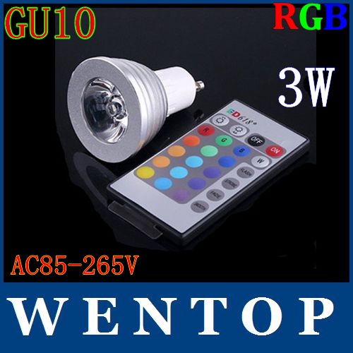 AC85-265V 16 Colors changing RGB LED Lamp 4.5W GU10 RGB LED Bulb Lamp Spotlight with Remote Control free shipping
